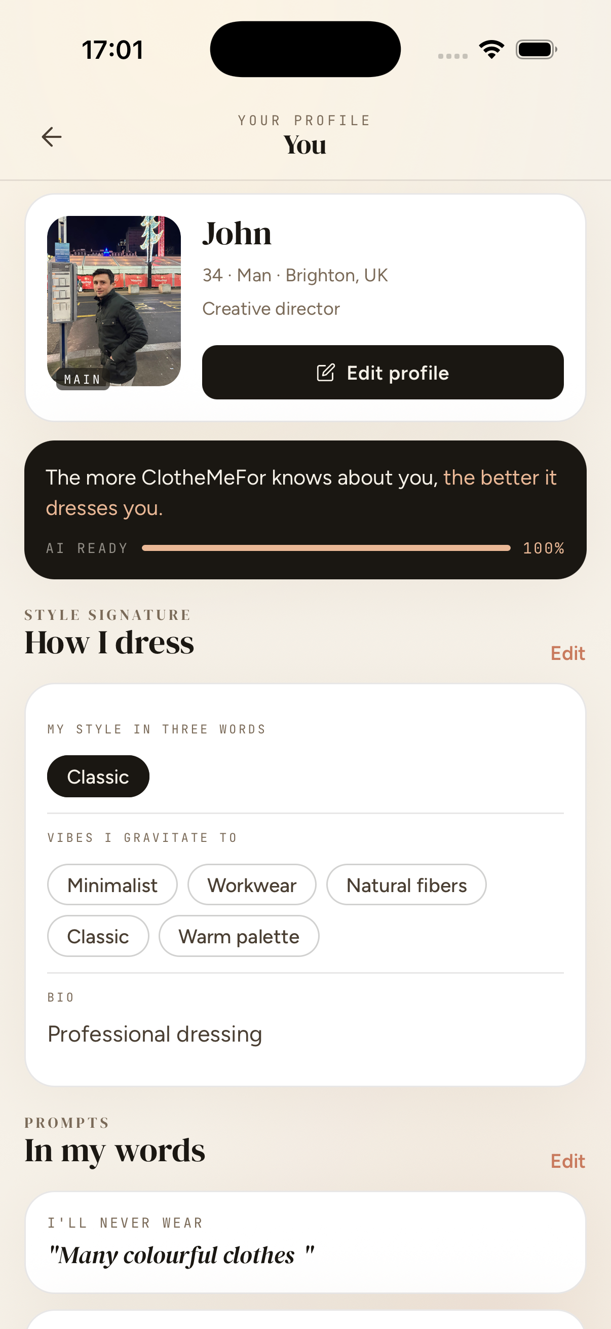 Your Profile — style signature